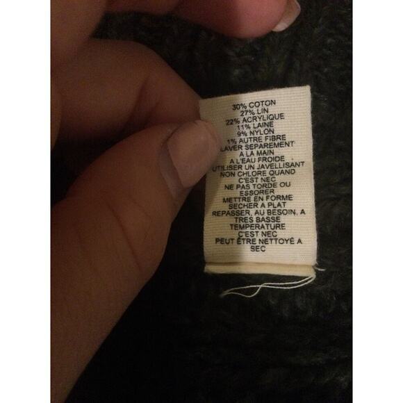 Sleeping on Snow Eldora turtleneck sweater womens M linen green open knit anthro - Picture 13 of 13